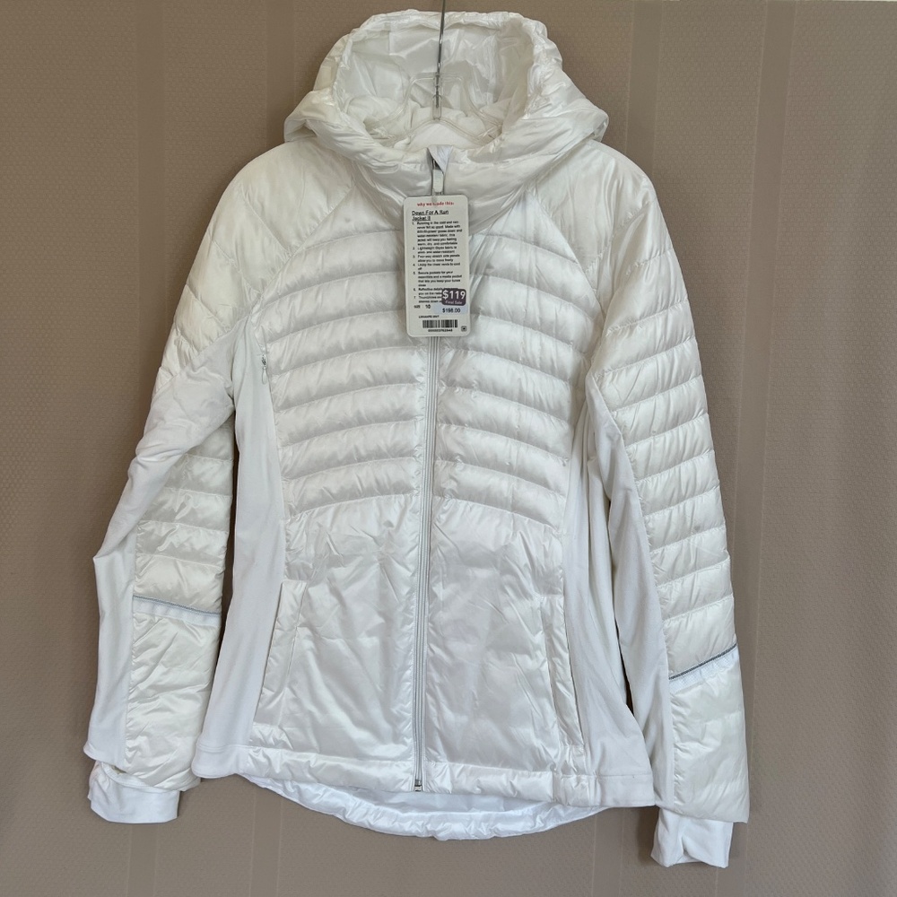 Lululemon Down For A Run Jacket II White Size 10 NWT - Picture 4 of 16
